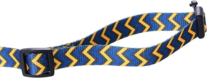 Mile High Life Dog Collar | Cute Puppy Collars | Lightweight Girl Dog Collar | Soft Boy Dog Collars | w Geometric Ocean Wavy Pattern (Blue/Yellow, Large)