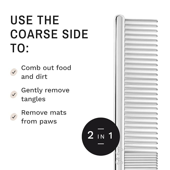 Eye Envy Tear Stain Remover Comb for Dogs and Cats. Fine/Coarse Comb with 80 Rounded Pins. Gently Remove Crusty Eye Debris, Gunk and Boogers. Face and Feet Comb. Remove Tangles