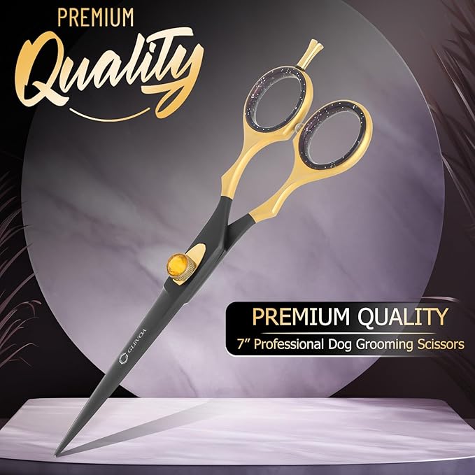 Dog Grooming Scissor - Professional Down-curved Shear with Ergonomic Handle Japanese Stainless Steel Trimming Scissor for Dogs, Cats and Other Pets, Sharp (Straight Scissors)