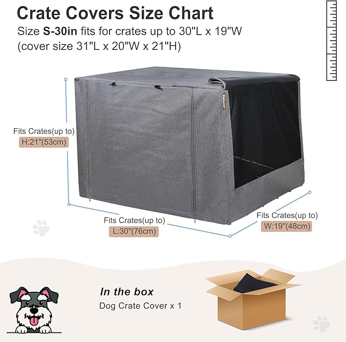 HiCaptain Folding Metal Dog Crate Cover for 30 Inch Wire Pet Cage(Two-Tone Gray)