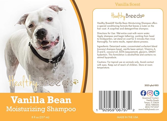 Healthy Breeds Pit Bull Vanilla Bean Moisturizing Shampoo + Conditioner - with Vitamins A, D, E + Coconut Oil - 8 oz