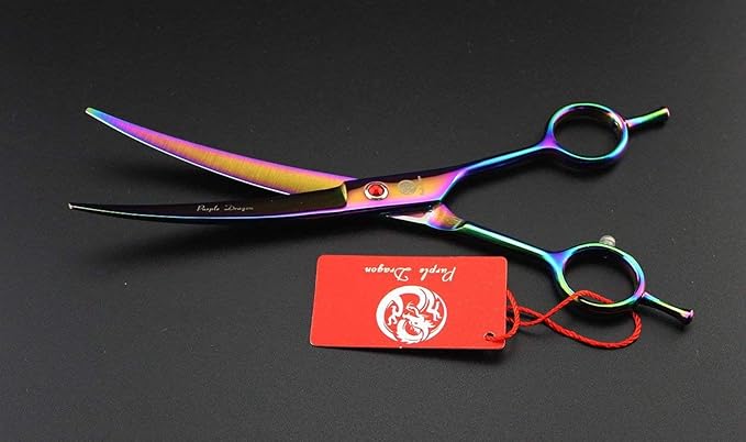 Purple Dragon 7.0 inch Rhinestone Decoration 3PCS Pet Grooming Scissors Dog Hair Cutting & Thinning Shears Set