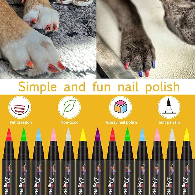 Dog Nail Polish Pen - Quick Dry, Non-Toxic | Pink, Red, Purple, Blue | Dog Nail Polish Pen (7 Color)
