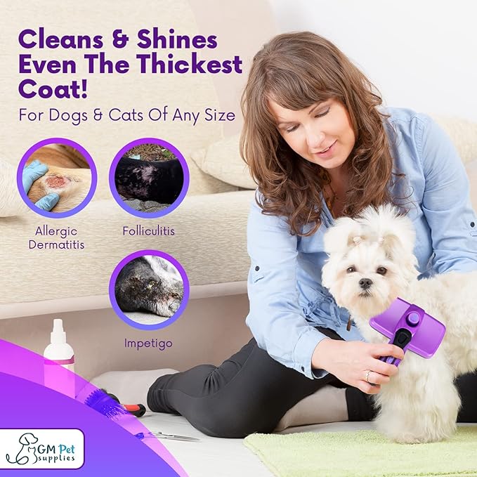 GM Pets™ Self Cleaning Grooming Brush | This is The Best Dog and Cat Brush for Shedding and Grooming | Our Pet Brushes Are Suitable for All Hair Lengths (Sensitive Skin Small)
