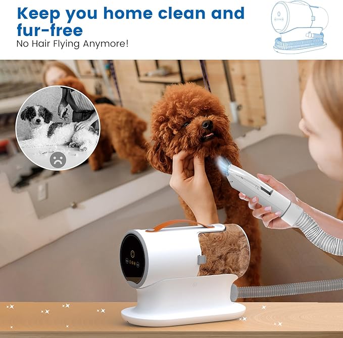 Dog Vacuum for Shedding Grooming, 12000Pa Suction Dog Grooming Kit, Dog Hair Vacuum with 4 Tools, 2L Dust Cup, 3 Levels