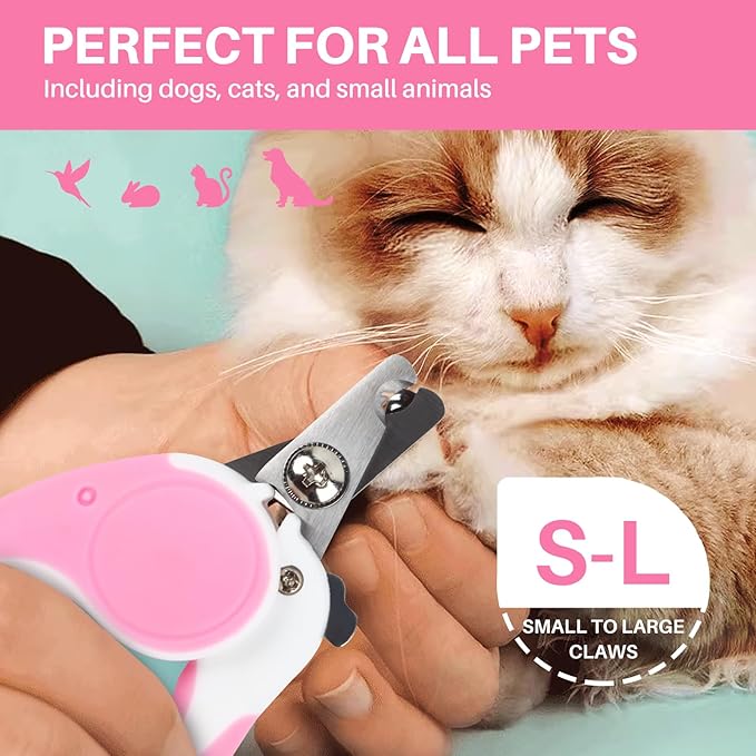Pet Nail Clippers, Dog Nail Trimmers with Safety Guard to Avoid Excessive Cutting Nails, Dog Grooming Clippers has a Variety of Colors Suitable for Dogs, Cats and Other Pets（Pink）