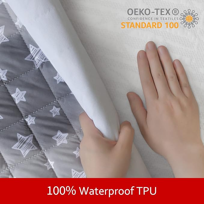 Dog Bed Covers Replacement Washable Pet Hair Easy to Remove, Waterproof Dog Bed Covers Noiseless Quilted, Pet Bed Cover Lovely Grey Star Print, Puppy Bed Cover 35x44 Inches, for Dog/Cat, Cover Only