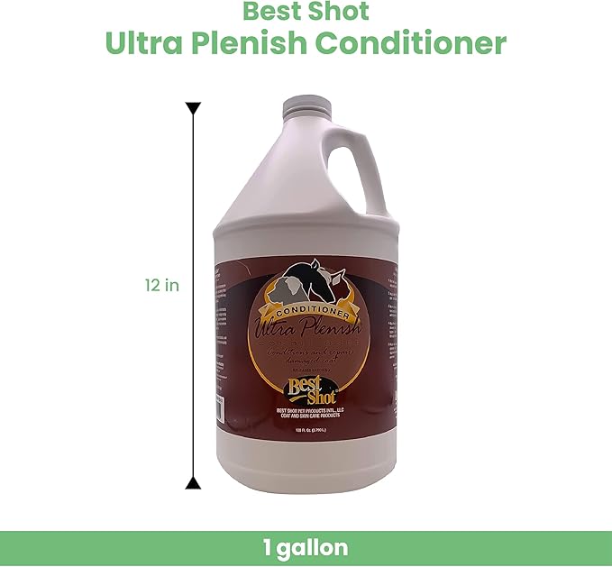 Best Shot Ultra Plenish Conditioner, Coat Release Technology, Ideal Pet Grooming Supplies, Moisturizing Conditioner for Dogs, Cats, and Horses, 1 Gallon
