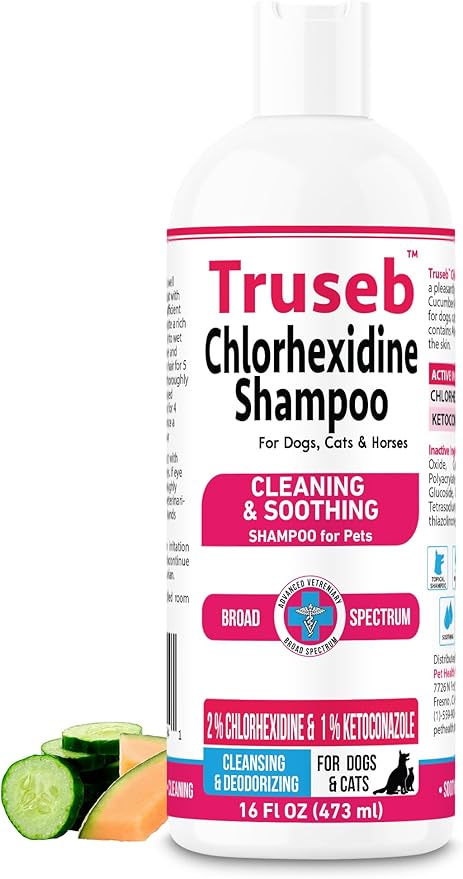 Truseb Topical Ketoconazole and Chlorhexidine Shampoo for Dogs, Cats, and Horses with Aloe - 32 oz (Ketoconazole & Chlorhexidine Shampoo, 32 oz)