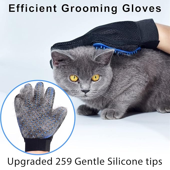 LIONROGE Cat Grooming Glove Brush,Self-Cleaning Slicker Pet Brush for Short and Long Haired Pets,Dog Bath Brush for Shedding and Grooming,Removes Loose Hair and Tangles,Promote Circulation