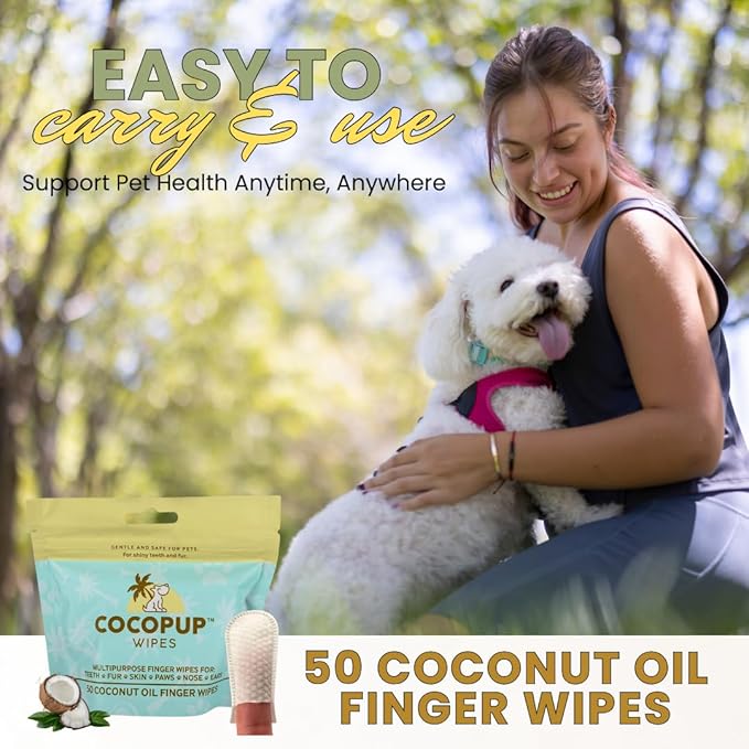 Dog Teeth Cleaning Wipes Ear Nose Paws Fur Cleaner Pure Coconut Oil