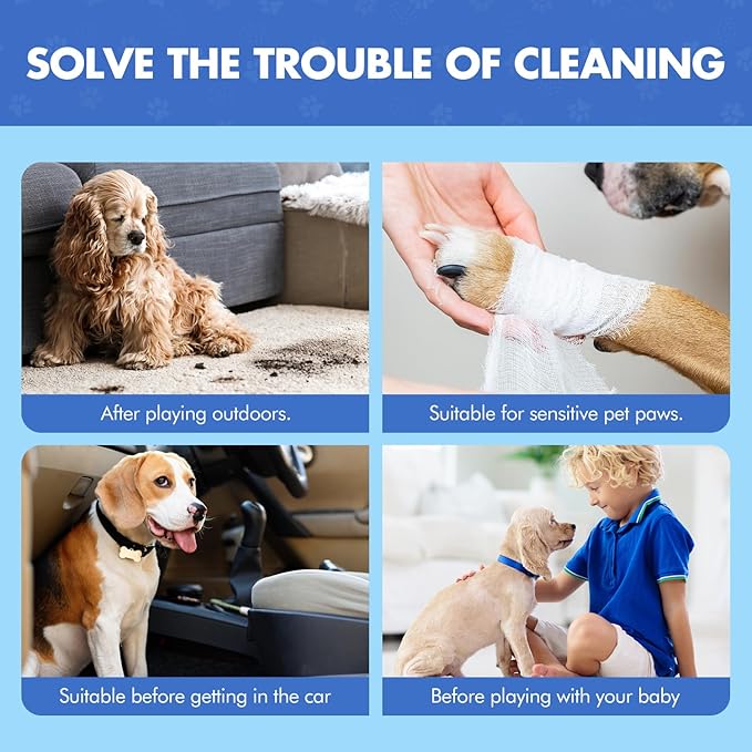 Paw Cleaner | No-Rinse Foaming Cleanser for Dogs Cats | 6.8 fl oz | Gentle and Safe | Pleasant Smell | Deep Clean Pet Paws | Bottle with Removable Soft Silicone Brush