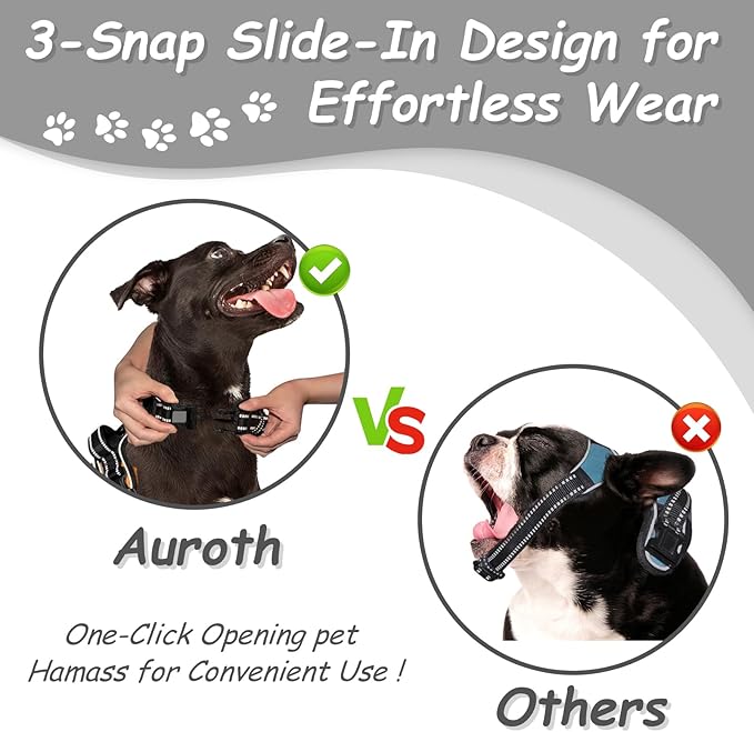 AUROTH Dog Harness Small Sized Dog, Small No Pull Dog Harness, Dog Harness for Small Dogs, Harness Small Size Dog Vest Harness with Handle, Black S