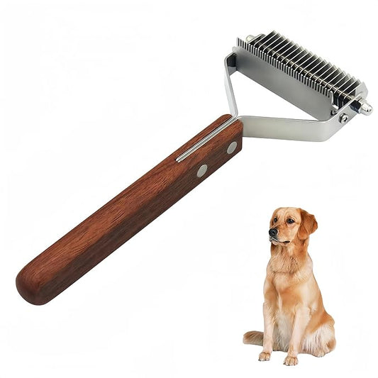 Dog Grooming Brush, 2-in-1 Deshedding Tool and Undercoat Rake for Long and Short Hair Dogs, Dematting Comb and Pet Hair Deshedder