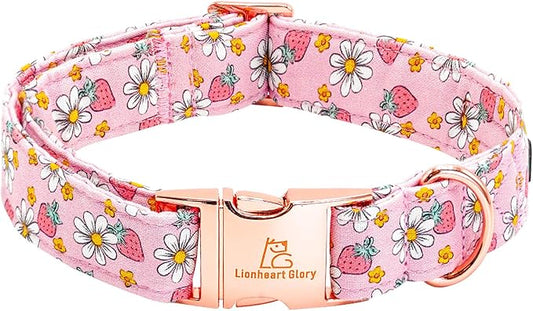 Lionheart glory Dog Collar Pink Dogs Collar Spring Summer Cute Collars Dog Female Soft Durable Adjustable Dog Collars for Medium Dogs Pet Gift