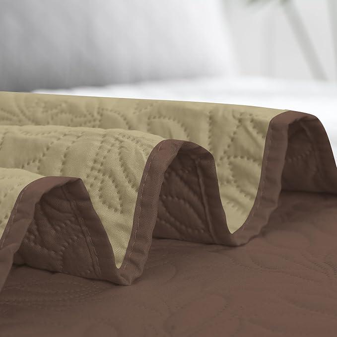 Easy-Going Waterproof Dog Bed Cover Reversible Leak Proof Pet Blanket Replacement Mat for Furniture Washable Couch Cover Sofa Cover for Dogs Cat(82x102 Inch, Brown/Beige)