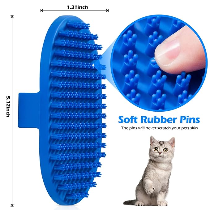 Dog Bath Brush, Rubber Pet Shampoo Brush with Silicone Bristles for Massaging Grooming, Removing Short Haired Dogs Cats Shedding, Tangles and Dead Undercoat 2pcs