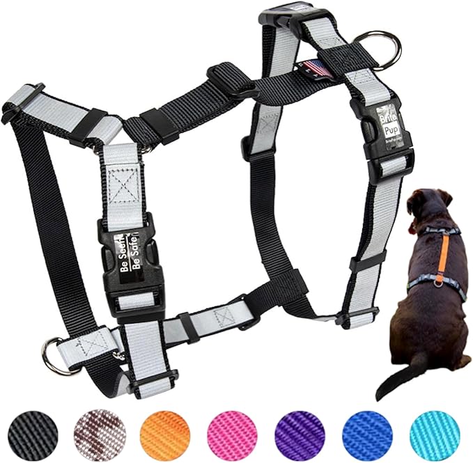No Pull Harness with Fully Customizable Fitment for XL Dogs - 3M Reflective Heavy Duty Harness for Walking & Training - No Choke Comfortable Collar Design, Made in USA XL-Black