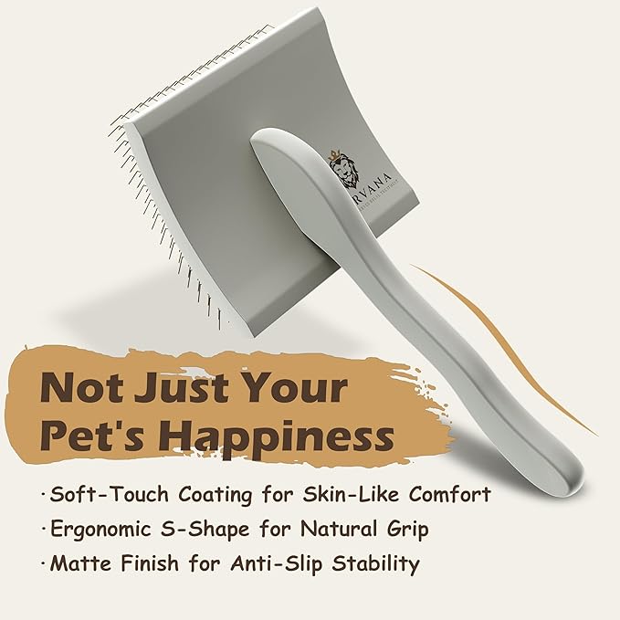Soft-Touch Slicker Brush – Cream White – Gentle Detangling Brush for Poodles & Long-Haired Breeds