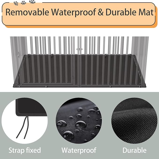 Steel Tube Heavy Anti-Bite Large Dog Crate with Mat Base, 48" L x 28" H Dog Crates for Medium Large Dogs, Big Dog Cage, Dog Kennel, Puppy Dog Playpen with Top, Pet Cage, Indoor, Black2