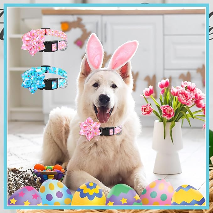 6 Pcs Valentine's Day Dog Collar with Flower Adjustable Valentine's Day Loving Heart Printed Collar for Dogs Holiday Safety Buckle Nylon Dog Collar for Female Male Small Medium Large Pet Dogs(Large)