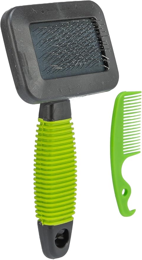 TRIXIE Pet Grooming Soft Brush & Comb Set for Puppies, Kittens, and Small Animals