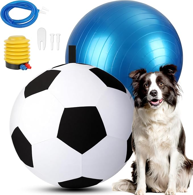 Herding Ball for Dogs 25"- Giant Dog Herding Balls for Outdoor Chase/Train/Exercise, Durable Oxford Soccer Cover with Straps Dog Ball Toy for Australian Shepherd,Cattle,Border Collie Medium Large Dogs