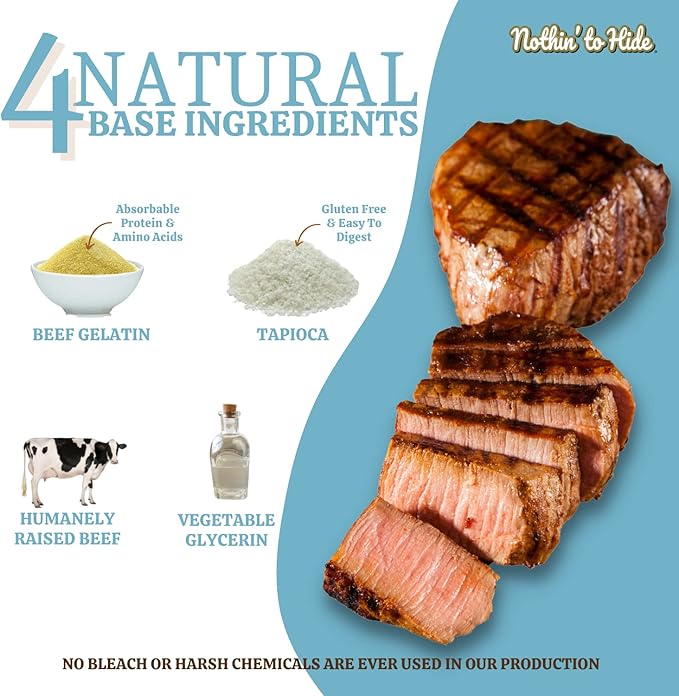 Fieldcrest Farms Nothin to Hide Flip Chips Dog Chews - Natural Rawhide Alternative Treats for Dogs, Chicken, Beef or Peanut Butter Flavor Snack for All Breed Dogs - 3 Pack (Beef)