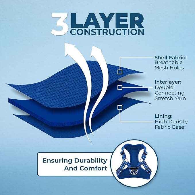 Best Pet Supplies Voyager Adjustable Dog Harness Leash Set with Reflective Stripes for Walking Heavy-Duty Full Body No Pull Vest with Leash D-Ring, Breathable All-Weather - Harness (Royal Blue), M