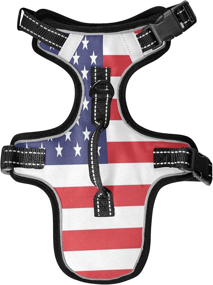 DogCat Harness,Adjustable Soft Padded Pet Dog VestReflective NoChoke Pet Harness Easy Control Front Clip for Small, Medium, Large DogCat American Flag, S, g72466164p610c650s1334