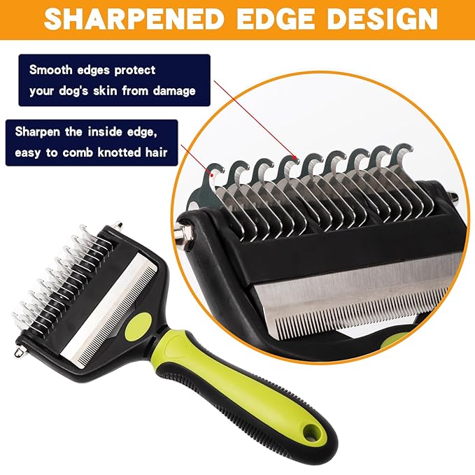 Pt brush for shedding，Dematting comb for Dogs, Cat deshedding Brush, Dog Grooming Rakes for long haired Dogs-Double Sided Shedding,Pet undercoat brushes Reduce Shedding by 95% (Pink)