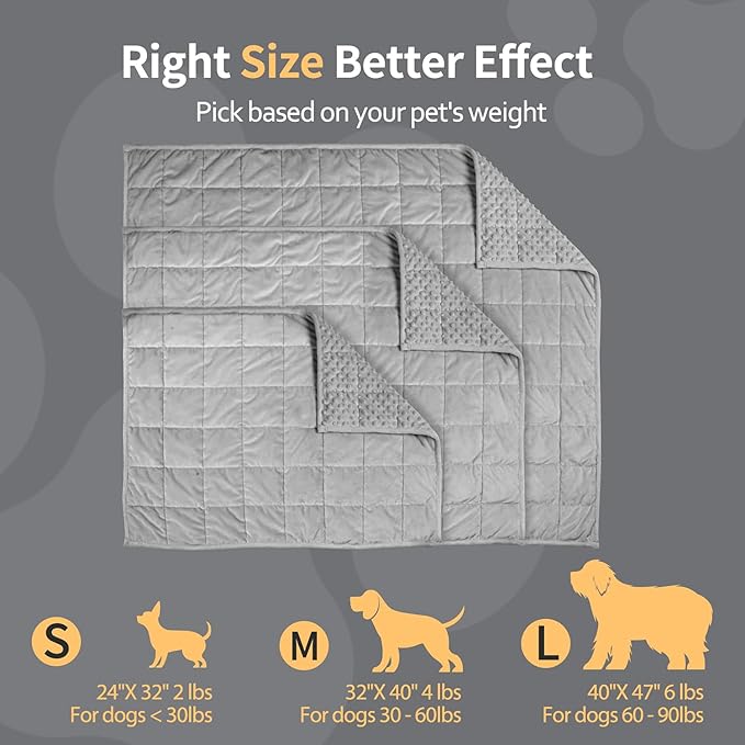 LaSyL Weighted Blanket for Pets | Thunder Blanket for Dogs Anxiety | Premium Soft Minky | Relaxation & Calming & Anti Anxiety | Used in Car, Bed, Couch | Dark Grey, Washable Small 32" L x 24" W