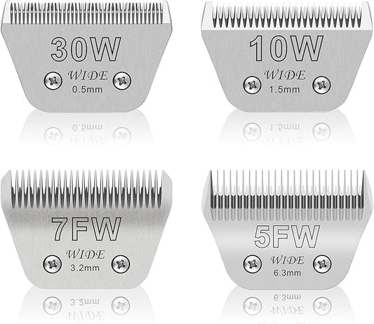 Pet Dog Grooming Detachable Wide Blades Kit,Compatible with Andis,Oster A5,Wahl KM10 Clippers,Cut Length 1/50"(0.5mm) to 1/4" (6.3mm),30W+10W+7FW+5FW