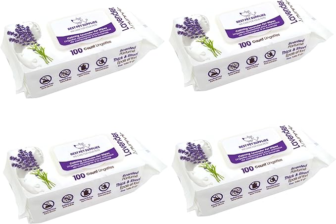 Best Pet Supplies Pet Wipes for Dogs - Dog Wipes Cleaning Deodorizing, for Coats, Ears, Paws - Calming Lavender, 400 Count