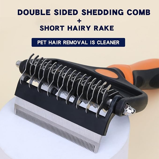 Pt brush for shedding，Dematting comb for Dogs, Cat deshedding Brush, Dog Grooming Rakes for long haired Dogs-Double Sided Shedding,Pet undercoat brushes Reduce Shedding by 95% (Pink)