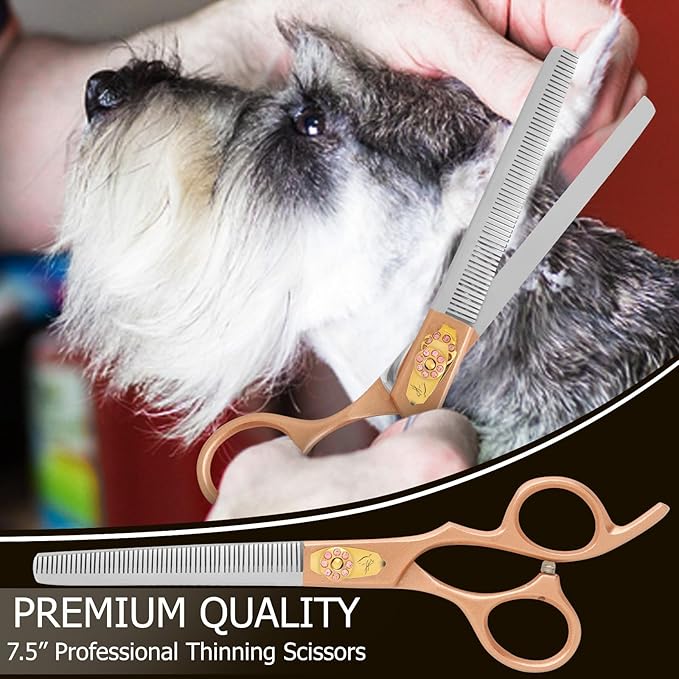Thinning Shear for Dogs-7.5” Professional Thinning Shear with 56 Teeth, Japanese Stainless Steel,Ergonomic Heavy Duty Sharp and comfortable Blender Scissor for Dog, Cats and other Animals