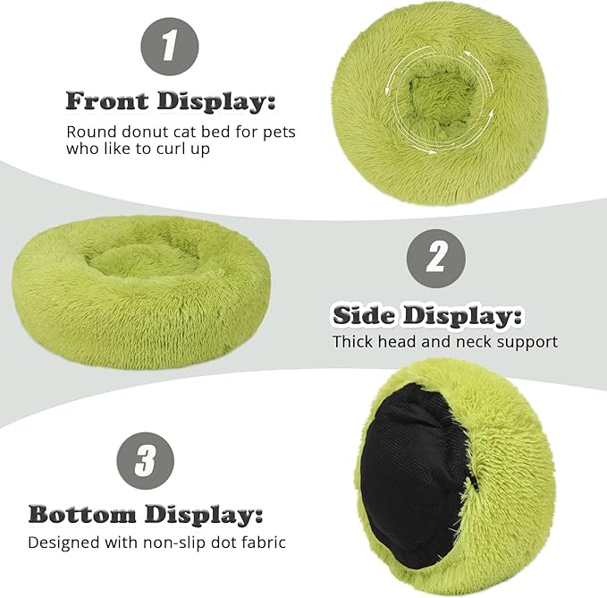 Puppy Bed for Calming Dog 23 Inches Dark Gray Anti-Anxiety Donut Dog Bed for Small Medium Dogs Washable Fuzzy Dog Bed Fits up to 15 lbs Pets Beds for Small Dog