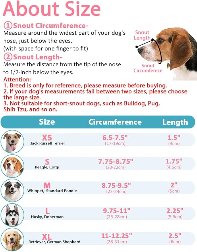 LUCKYPAW Dog Muzzle, Mesh Dog Muzzle for Large Medium Small Dogs, Soft Muzzles for Biting Chewing Fierce Barking, Breathable Muzzle with Adjustable Strap for Training (Black, M(Snout:8.75"-9.5"))