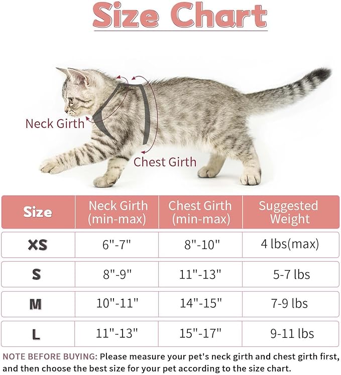Cat Vest Harness and Small Dog Vest Harness for Walking, All Weather Mesh Harness, Cat Vest Harness with Reflective Strap, Step in Adjustable Harness for Small Cats (Pink-Pattern, S)