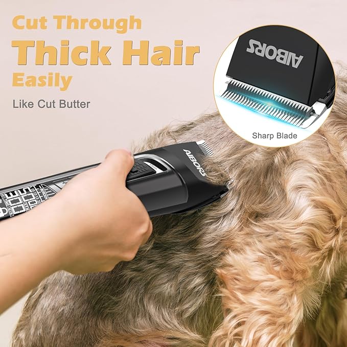 Dog Clippers for Grooming, 2600mAh 5-Speed Dog Grooming Clippers with LCD Display, Low Noise, Cordless Pet Hair Clippers Trimmer for Dogs