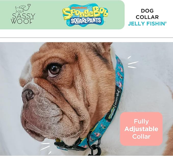 Dog Collar Spongebob Squarepants™ Jelly Fishin' - M, Adjustable, Durable, Comfortable and Stylish Pet Accessories for Medium Dogs