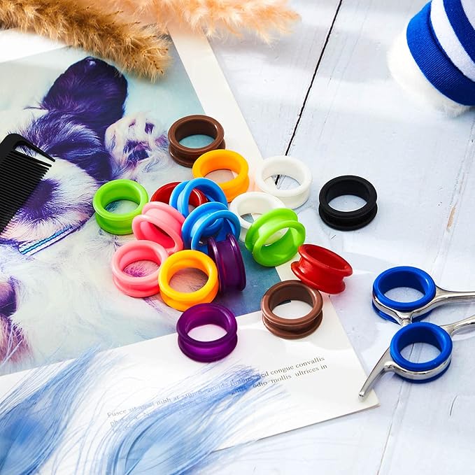 20 Pieces Scissors Finger Rings Silicone Pet Shears Finger Rings rubber finger dog hair scissors for Grooming Scissors Pet Hair Shears
