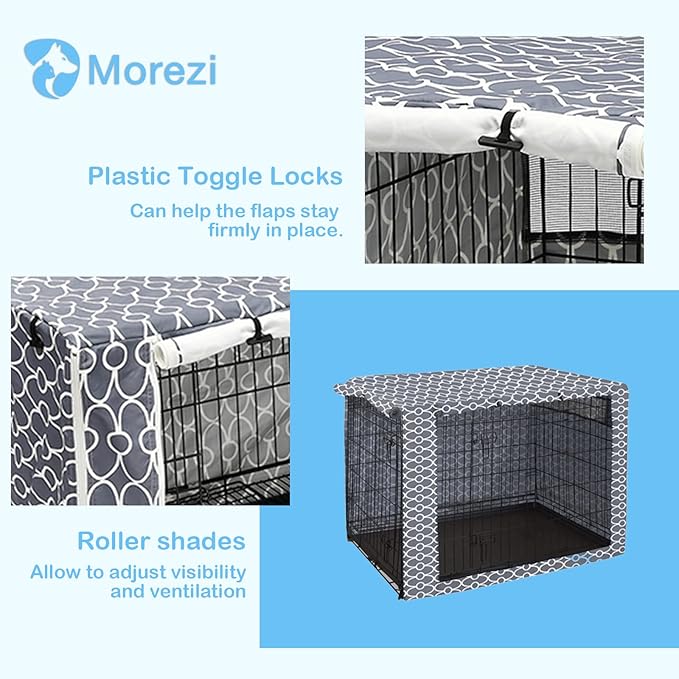 Dog Crate Cover Kennel Dogs Covers fits Small Medium Large crates cage Heavy Nylon Waterproof soundproof Indoor Outdoor - Cover only - Grey - 48 inch