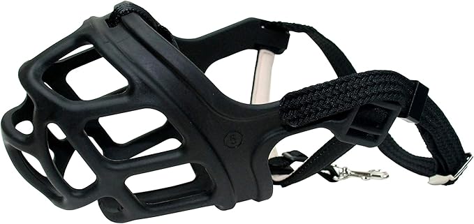 ZEUS Alpha TPR Muzzle for X-Large Dogs, Comfort Fit Design Prevents Biting, Barking and Chewing, Black