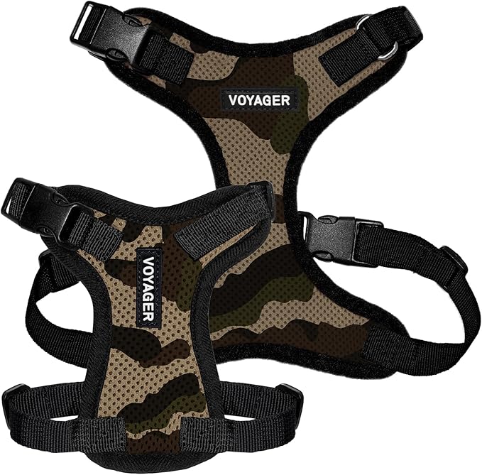 Voyager Step-in Lock Pet Harness - All Weather Mesh, Adjustable Step in Harness for Cats and Dogs by Best Pet Supplies - Army/Black Trim, XL