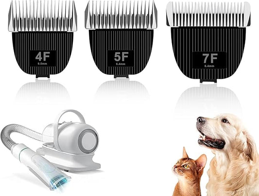 Size 4F/5F/7F/Replacement Blade for nebot P1 Pro Pet Grooming Kit & Vacuum,Cut Length 3/8"(9.5mm) to 1/4”(6.3mm) to 1/8"(3.2mm),Made of Ceramic Blade & Stainless Steel Blade,3 Pack
