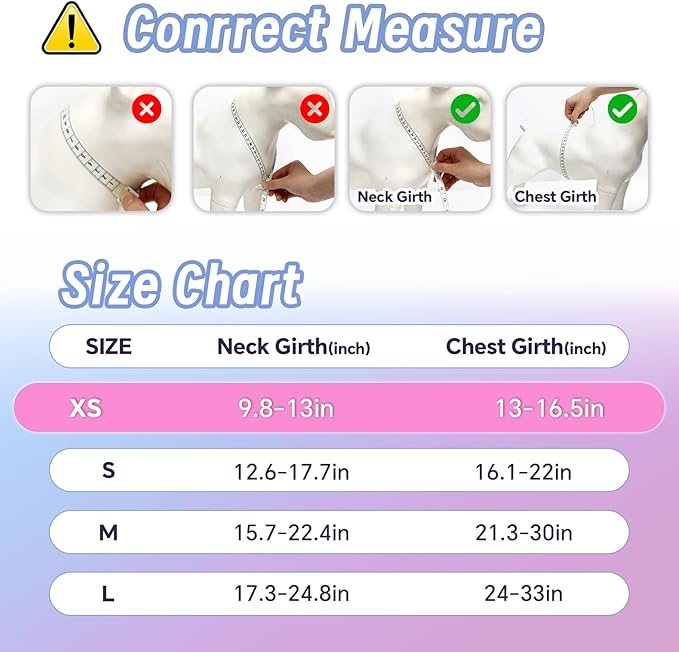 Dog Harness Leash Set, No Pull Adjustable Halter Cute Comfort Padded Handle for Medium Sized Large Small Dogs Walking Training Running with Reflective（XSmall,Red Blue）