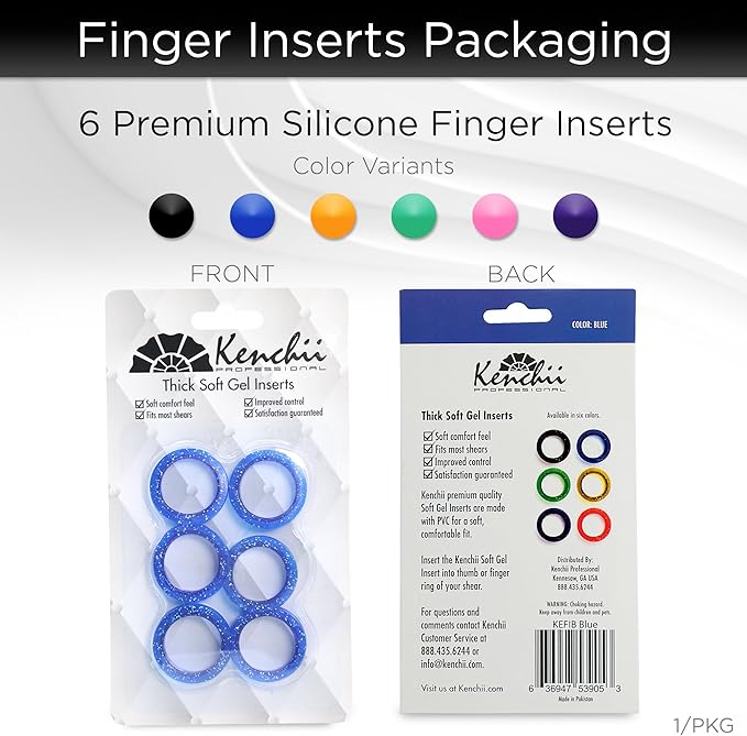Kenchii Extra Soft Premium Shear Finger Ring Inserts - Thick, Quality Comfort. Elevate Your Grooming Experience with Precision and Style in Multiple Colors