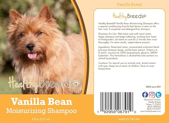 Healthy Breeds Norwich Terrier Vanilla Bean Moisturizing Shampoo 8 oz