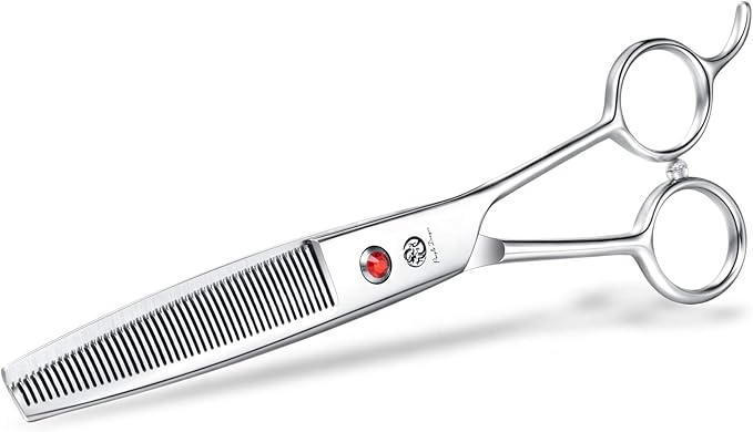 Purple Dragon 6.5" 46 Tooth Professional Pet Grooming Scissors - Dog Thinning/Blending Shears - Animal Hair Trimmer for Pet Groomer or Family DIY